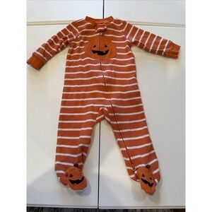Carters Infant Baby Orange Stripe Halloween Sleeper Pumpkin Size Newborn 9 Month